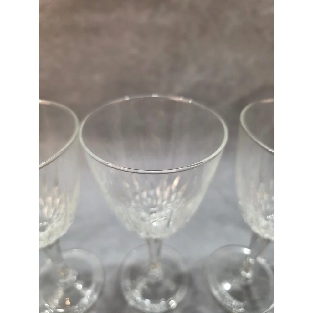 Vintage Cut Crystal Stemware Set 8 Pieces Wine Goblets and Footed Tumblers Clear